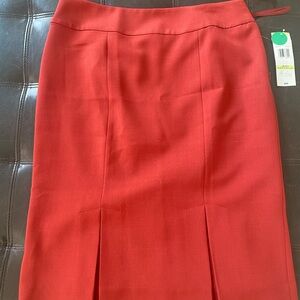 Red Bold Pencil Skirt with pleated bottom by Evan Picone NWT